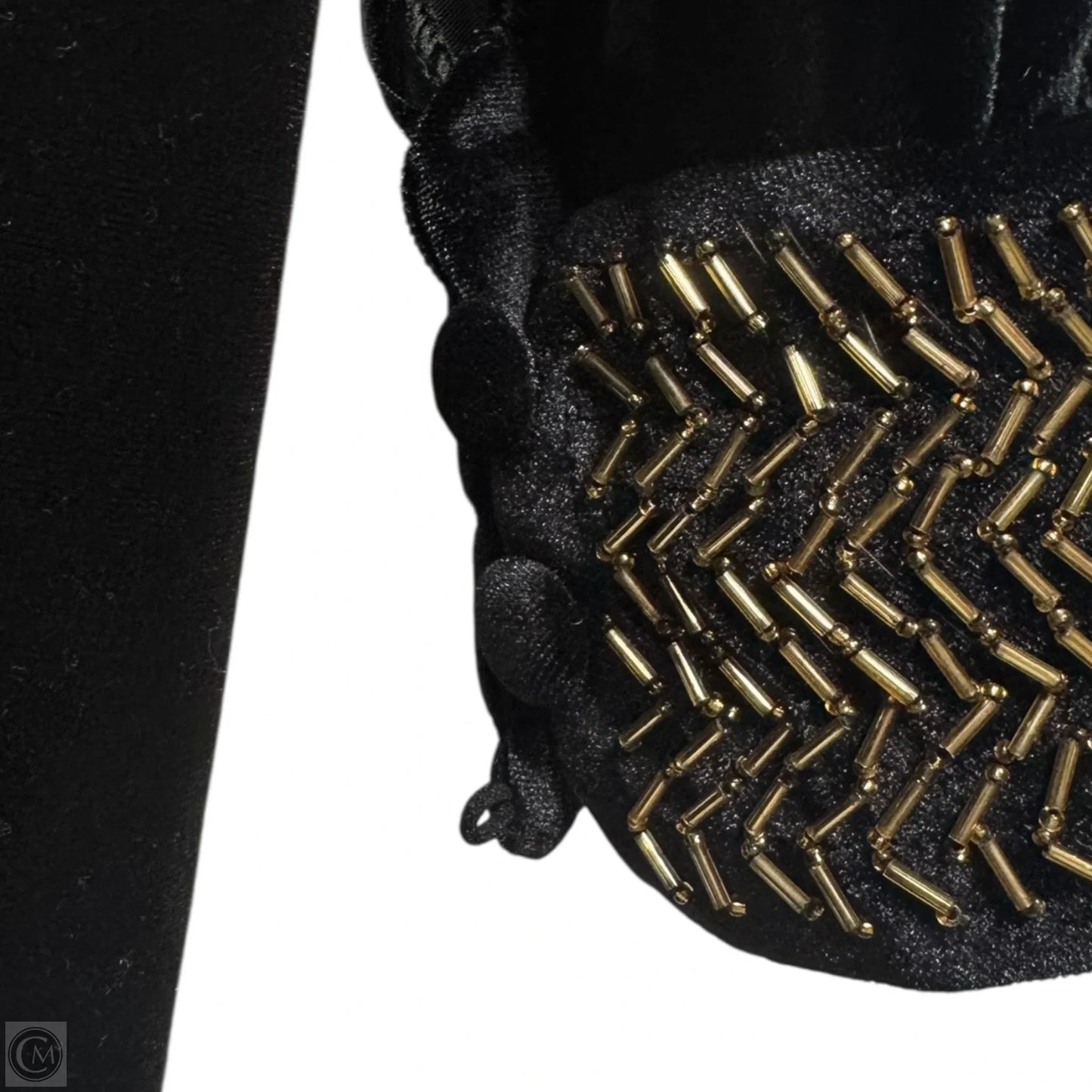 Beaded Velvet Dress Casual Short By Mong Shang Yi Ren In Black & Gold, Size: S