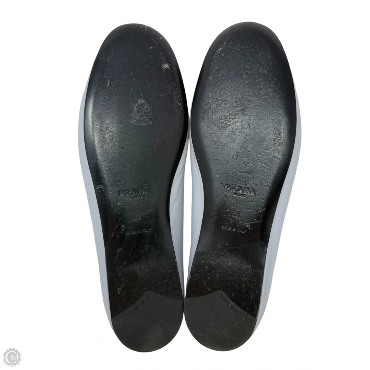 Nappa Lambskin Leather Bow Ballerina Flats Luxury Designer By Prada In Cornflower (Fiordaliso), Size: US 9/IT 39