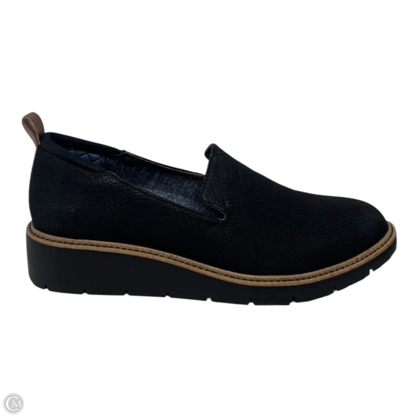 Reptile Embossed Shoes Heels Wedge By Dr Scholls In Black, Size: 10.5
