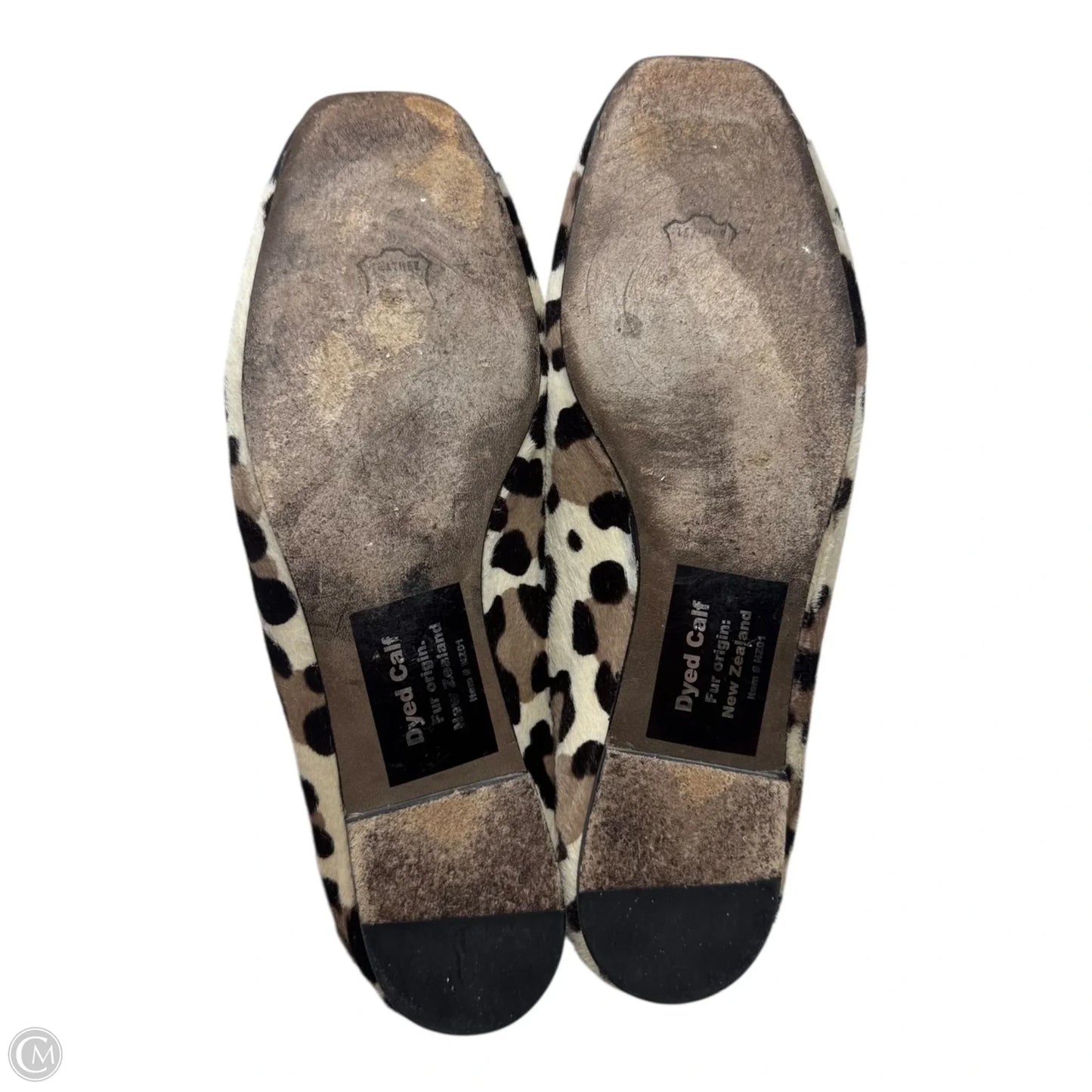 Leopard Print Calfhair Cap Toe Flats Shoes Designer By Stuart Weitzman In Animal Print, Size: 10.5