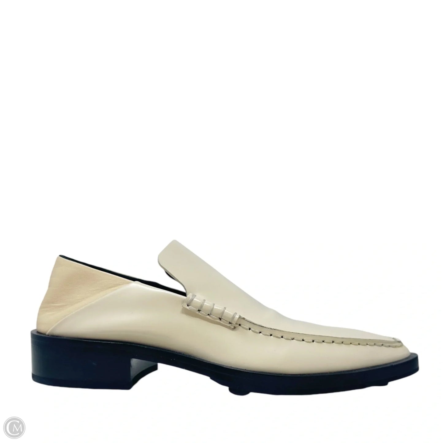 Moccasino Pointed Toe Leather Loafers Luxury Designer By Jil Sander In Bone, Size: 6