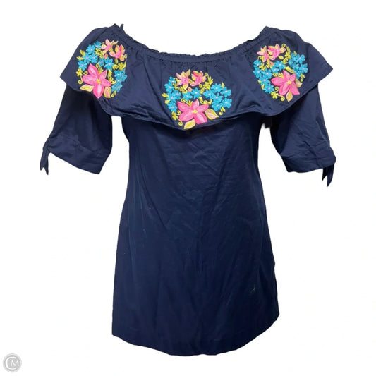 Vanesa Embroidered Dress Designer By Lilly Pulitzer In True Navy, Size: M