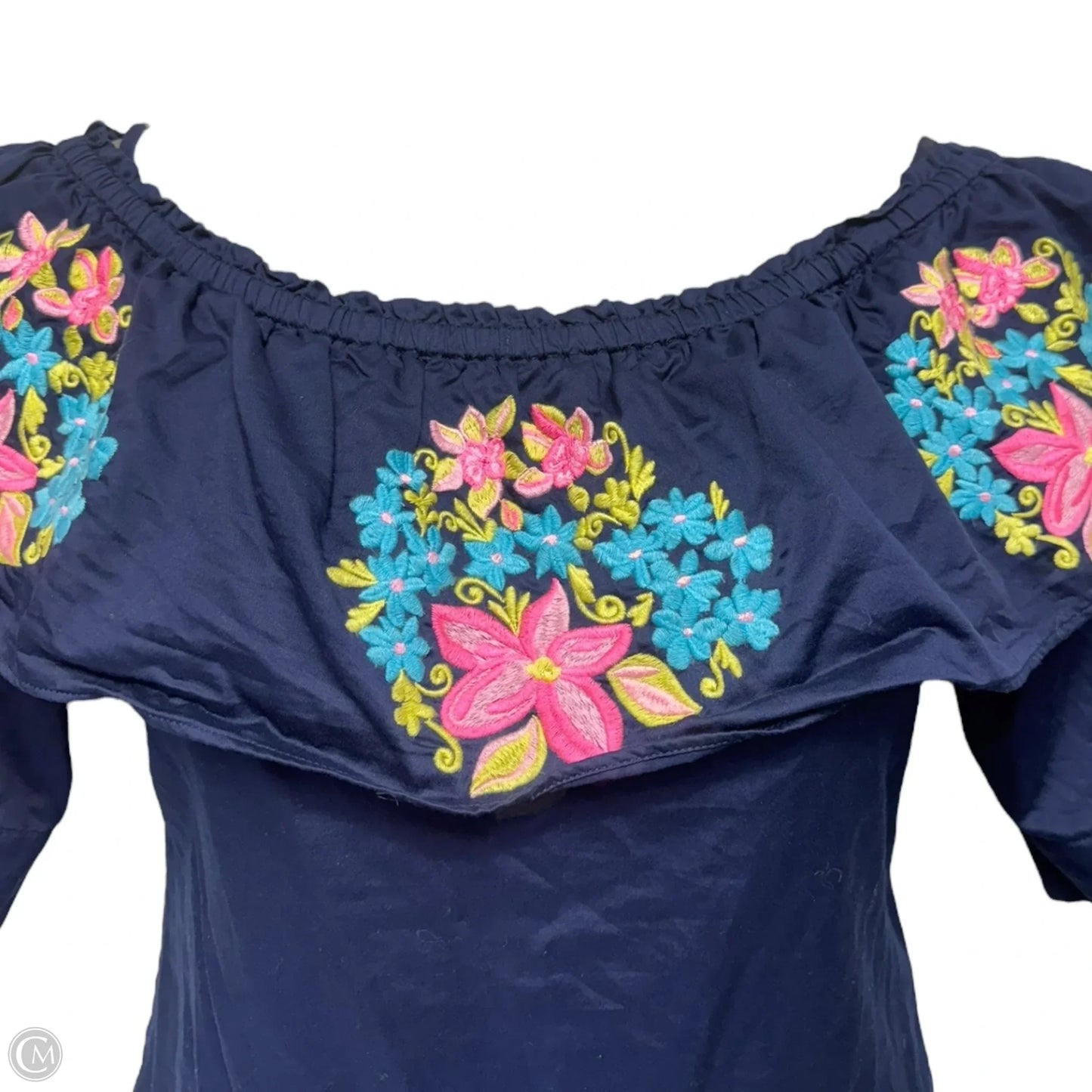 Vanesa Embroidered Dress Designer By Lilly Pulitzer In True Navy, Size: M