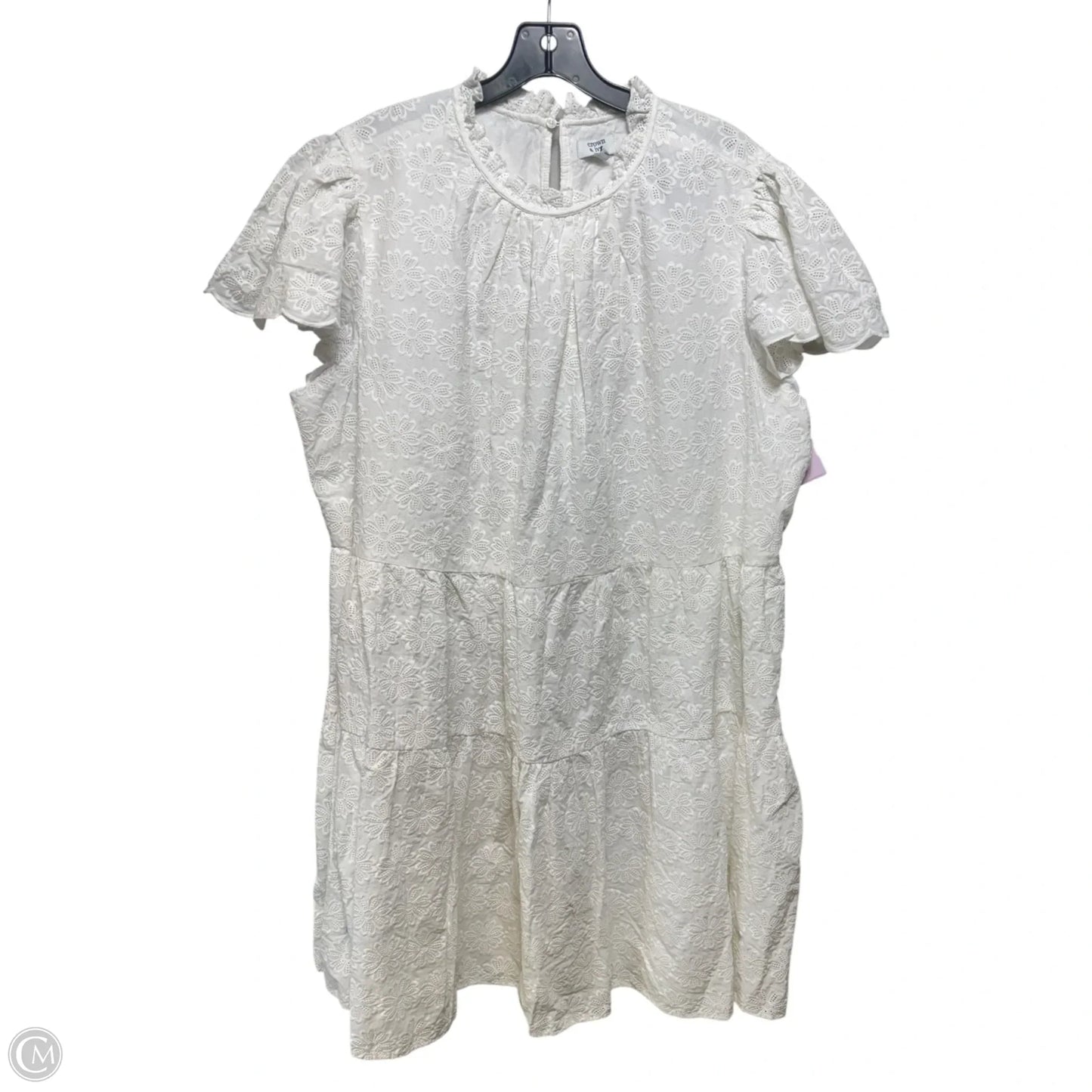 Eyelet Dress Casual Short By Crown And Ivy In White, Size: 3x