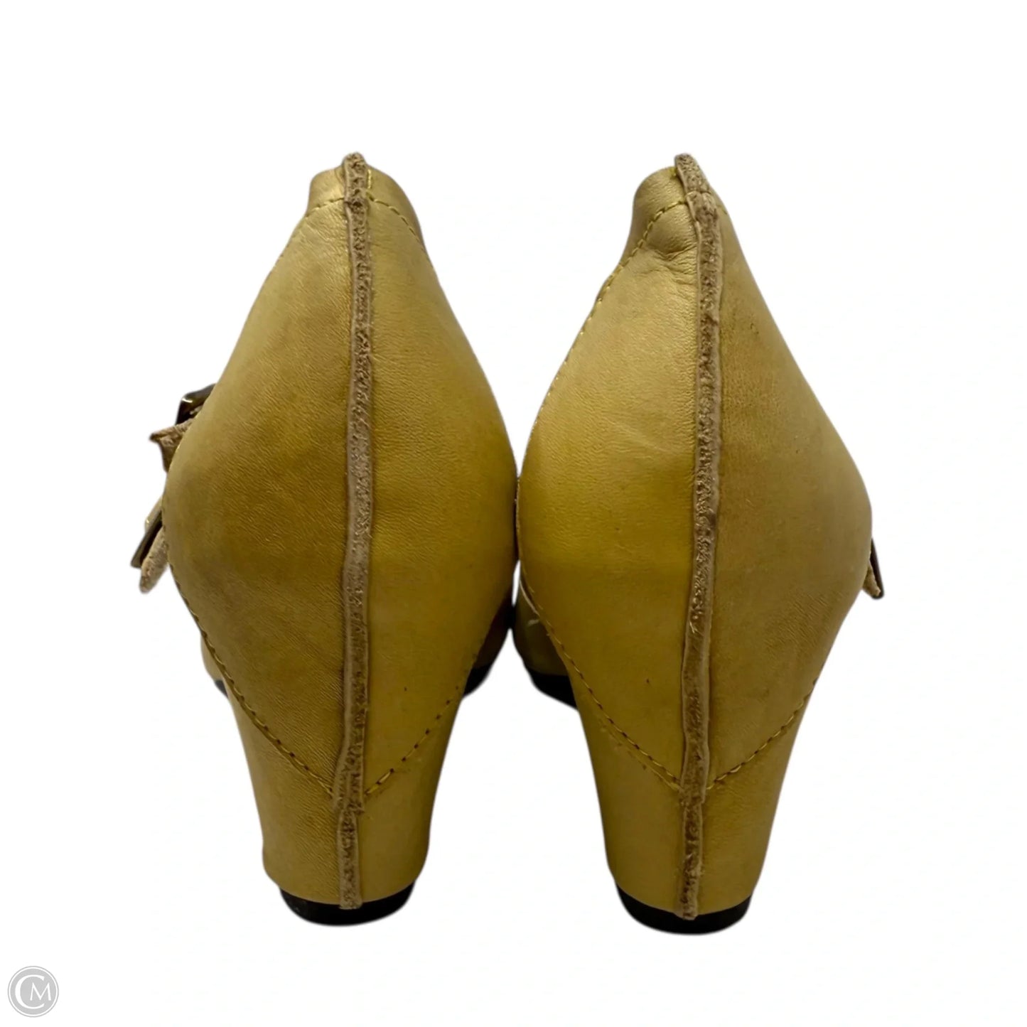 Sporcare Miel Shella Peep Toe Leather Sandals By Sergio Tomani In Yellow, Size: 9