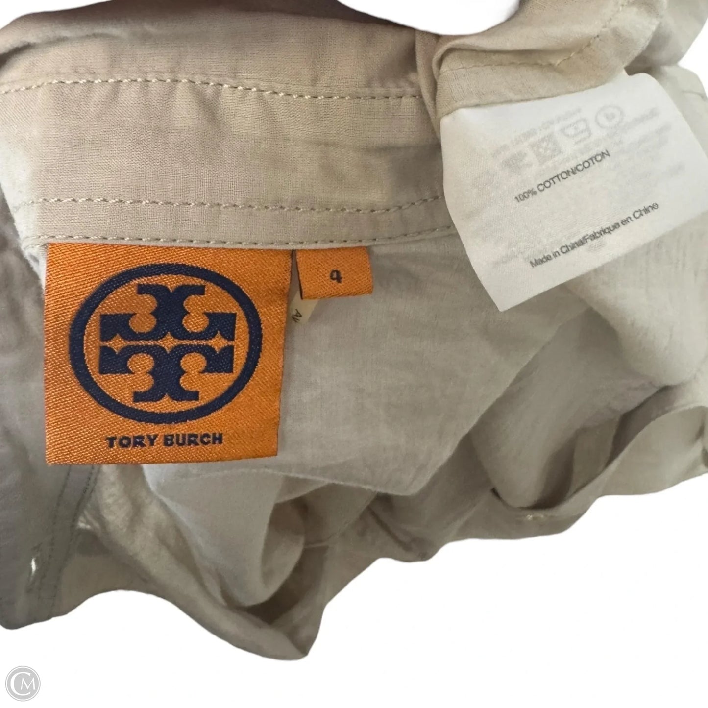 Thin Cotton Top Long Sleeve Designer By Tory Burch In Cream, Size: 4