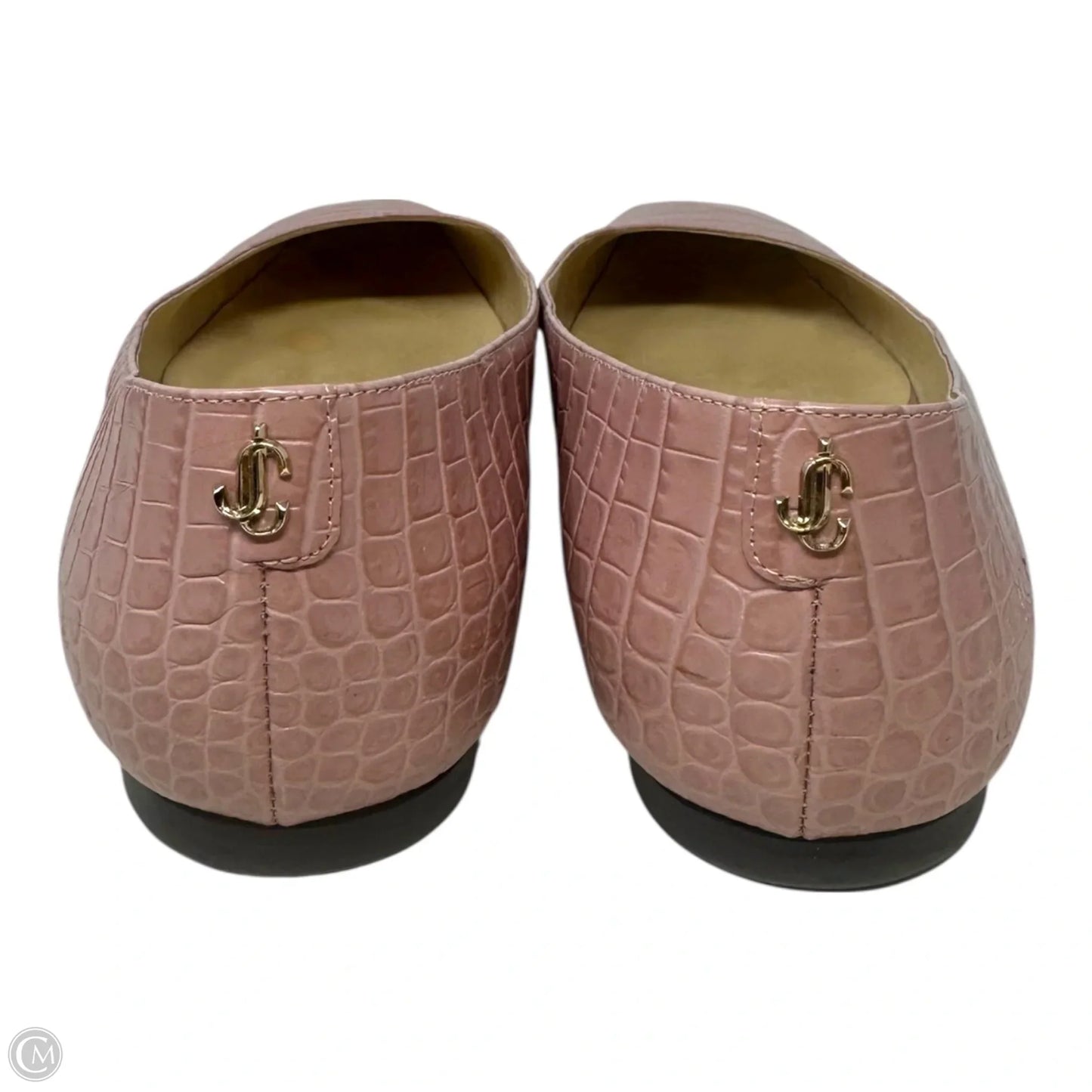 Mirele Croc Embossed Flats Shoes Luxury Designer By Jimmy Choo In Pink, Size: 8.5 (38.5)
