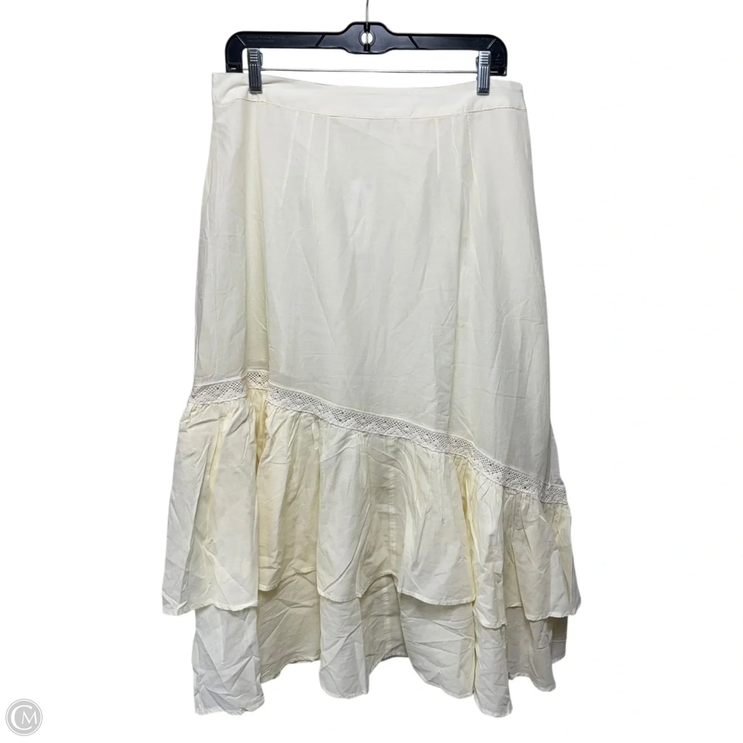 Alia Chiffon Asymmetrical Maxi Skirt By Kimchi Blue In Cream, Size: M