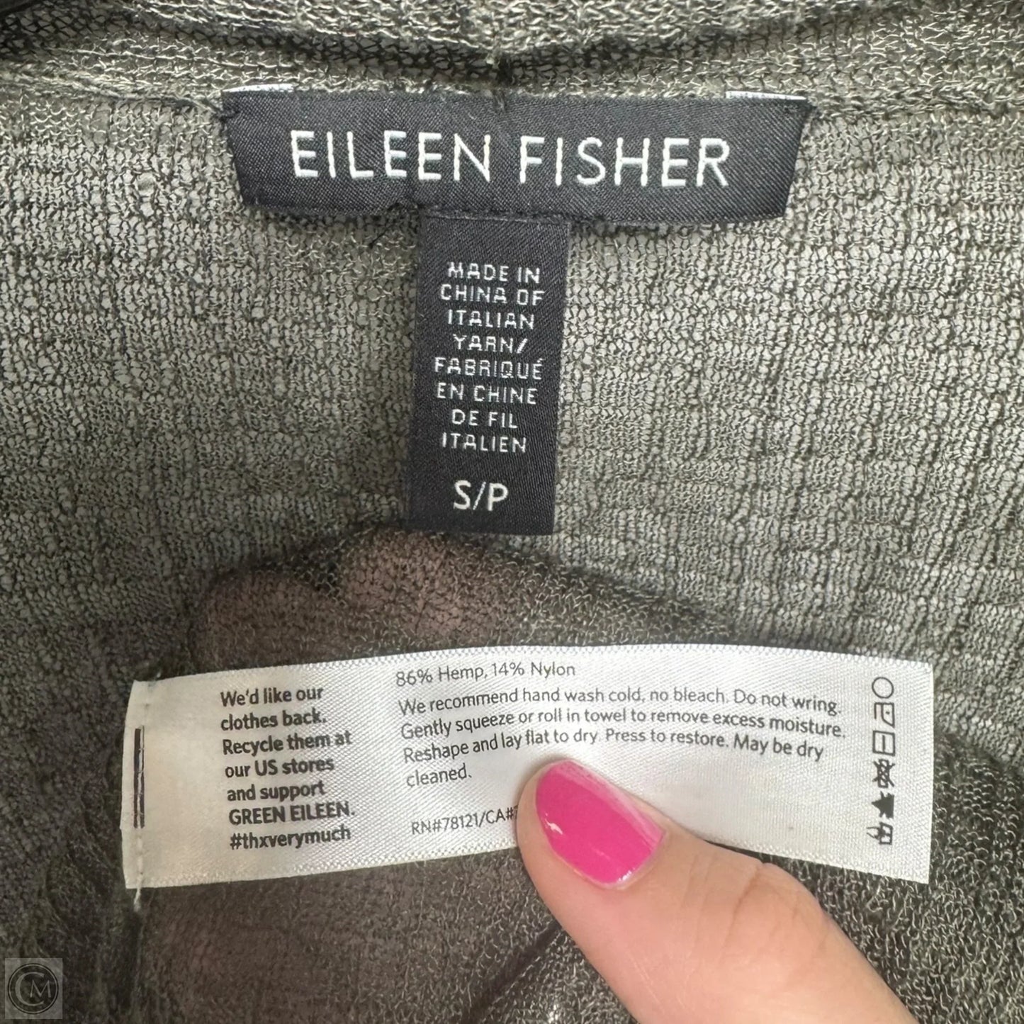 Hemp Blend Sweater Cardigan By Eileen Fisher In Green, Size: S