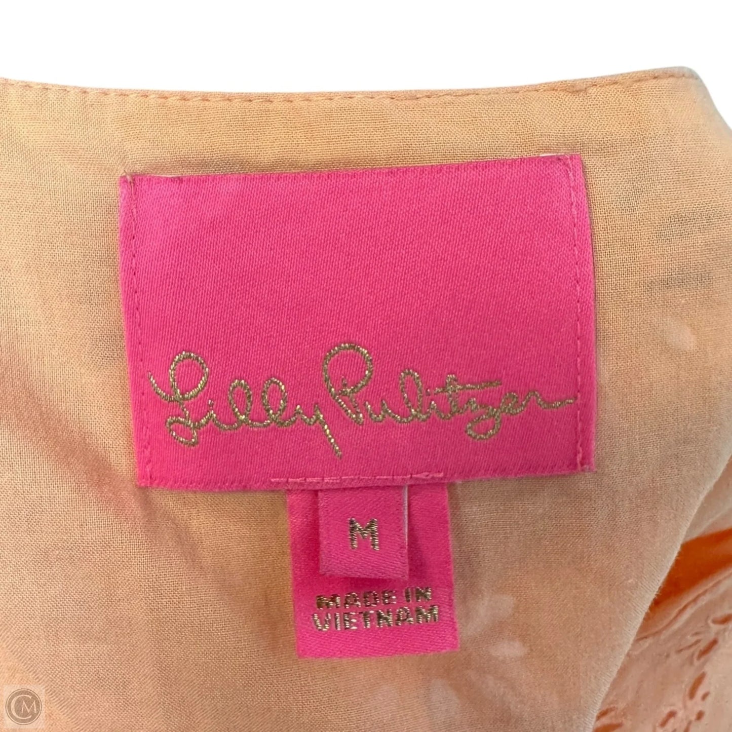 Astara Eyelet Dress Designer By Lilly Pulitzer In Peach, Size: M