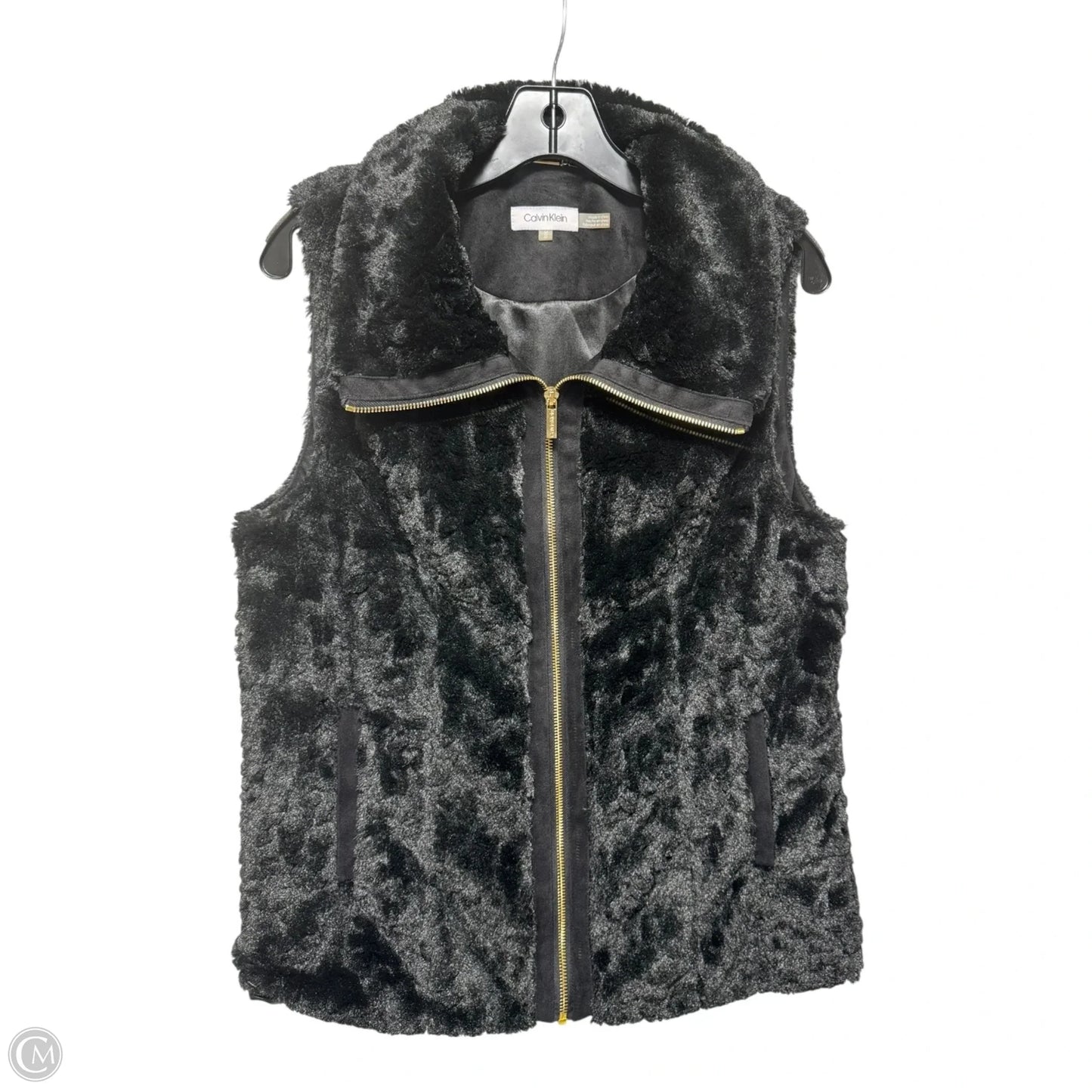 Vest Faux Fur & Sherpa By Calvin Klein In Black, Size: M