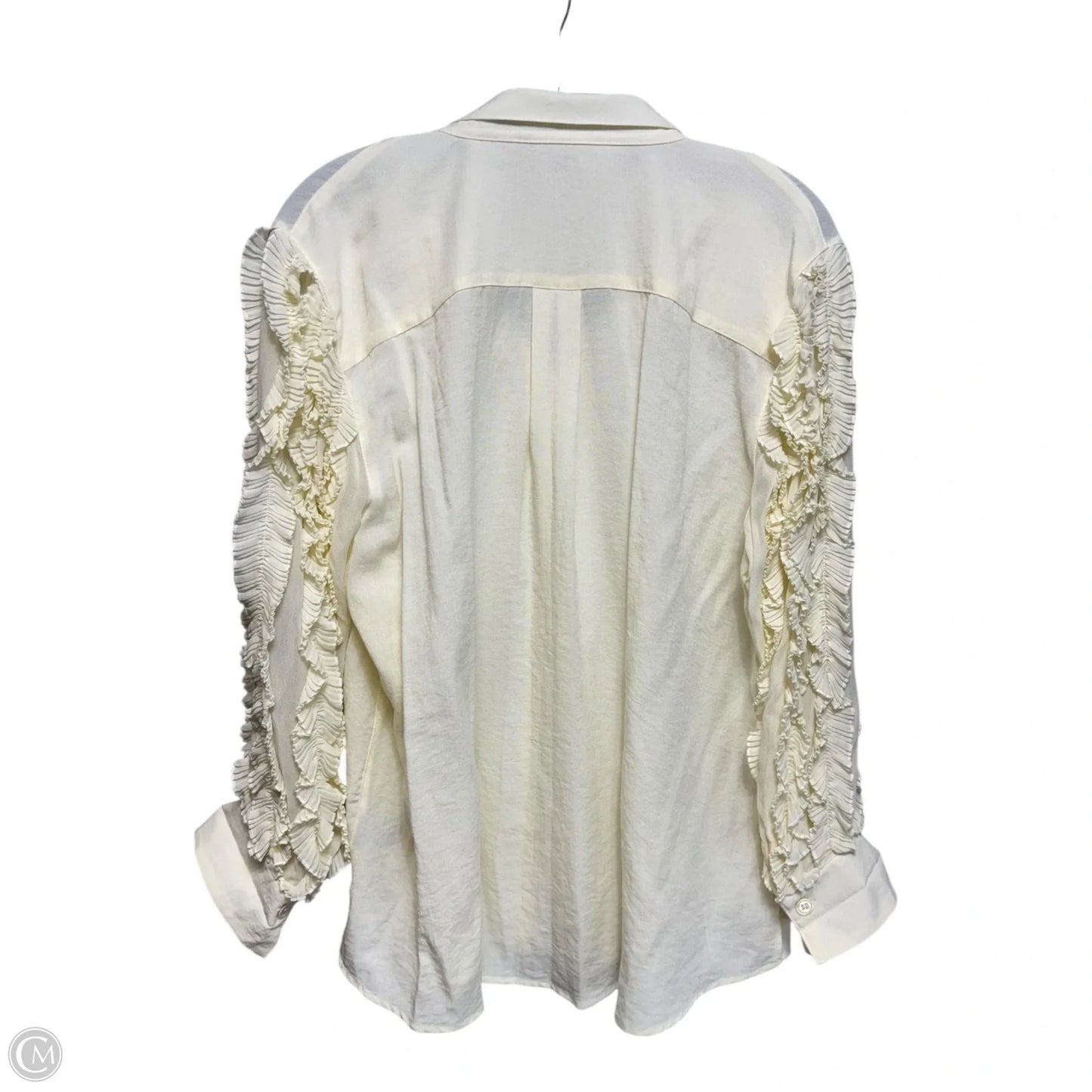 Essentials Ruffle Top Long Sleeve By John Mark In Cream, Size: Xlp