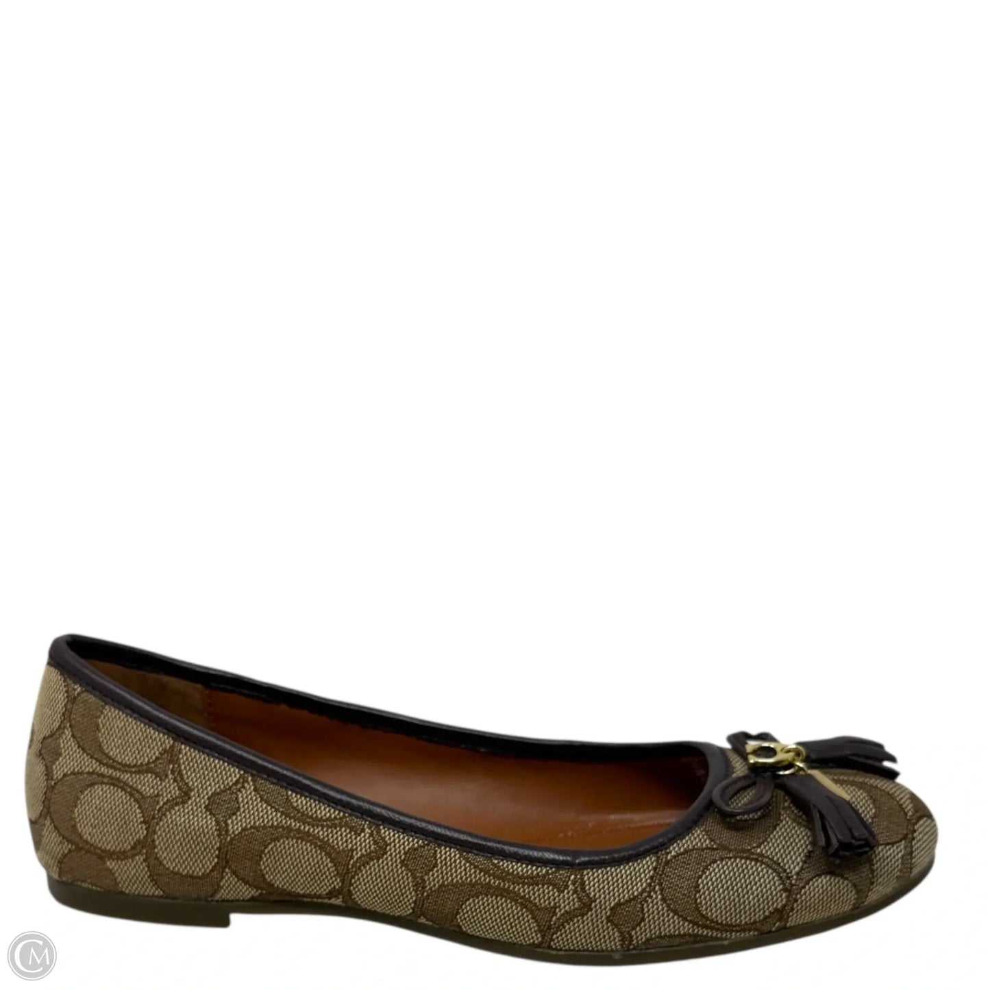 Benny Signature Jacquard Ballet Flats Designer By Coach In Tan, Size: 6