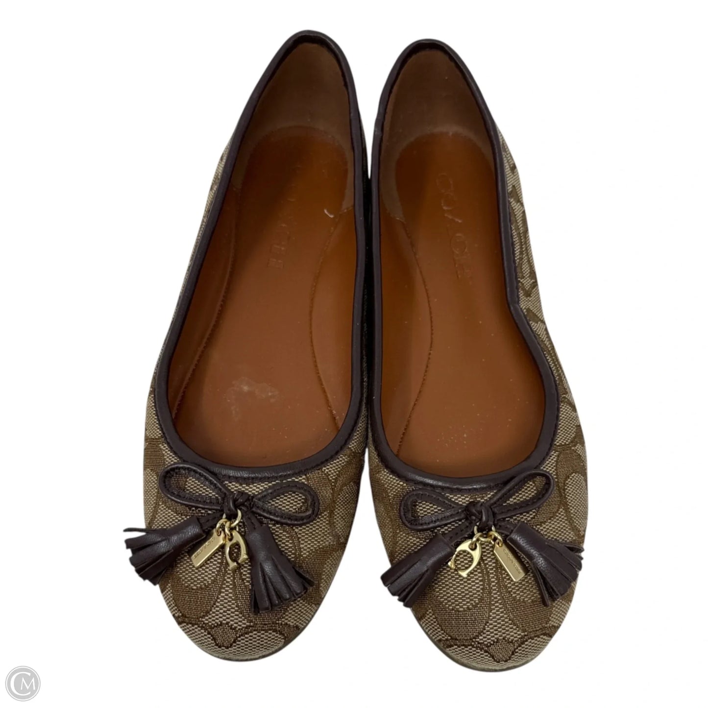 Benny Signature Jacquard Ballet Flats Designer By Coach In Tan, Size: 6