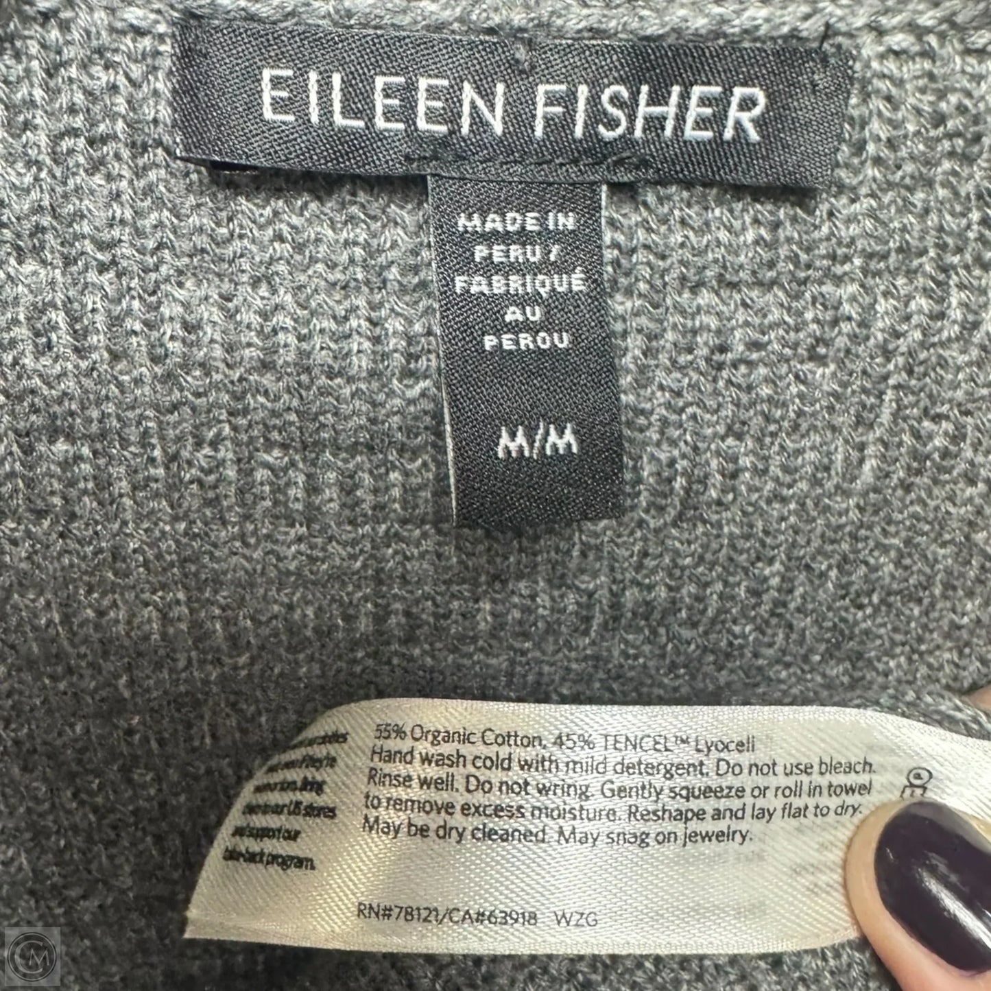 Sweater Cardigan By Eileen Fisher In Grey, Size: M