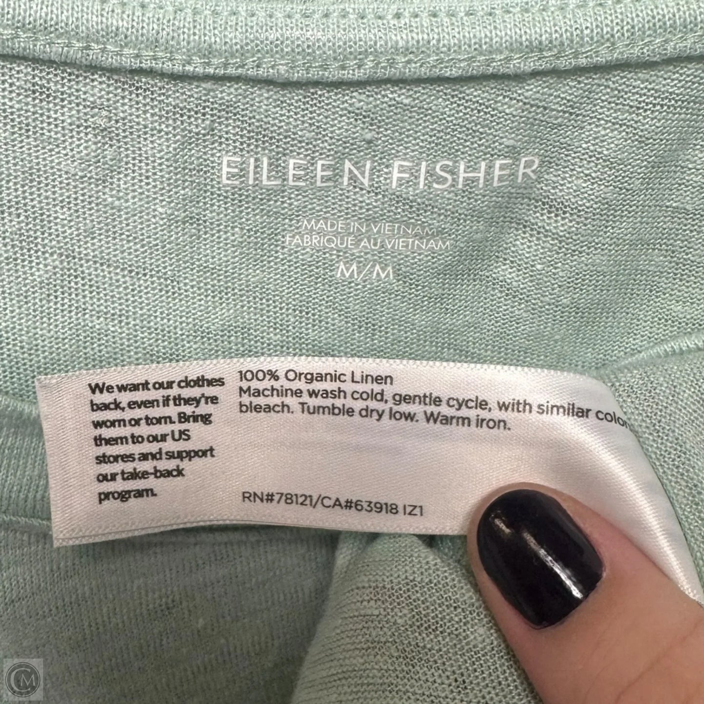 Linen Top Long Sleeve Basic By Eileen Fisher In Green, Size: M
