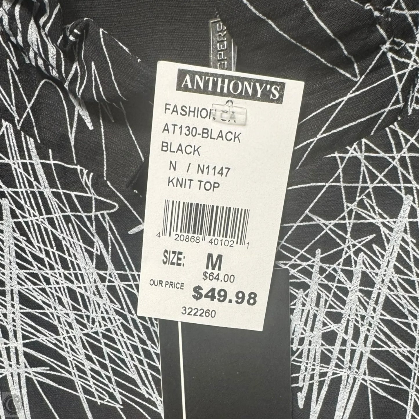 Top Long Sleeve By Whispers In Black and White, Size: M