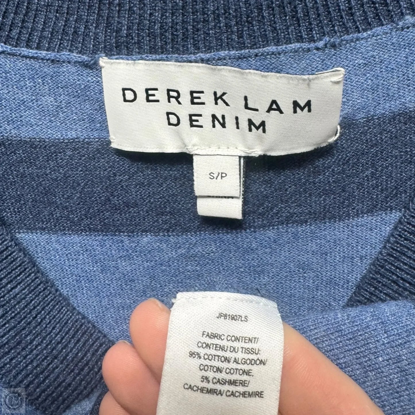 Striped V Neck Pullover Sweater Designer By Derek Lam In Striped Pattern, Size: S