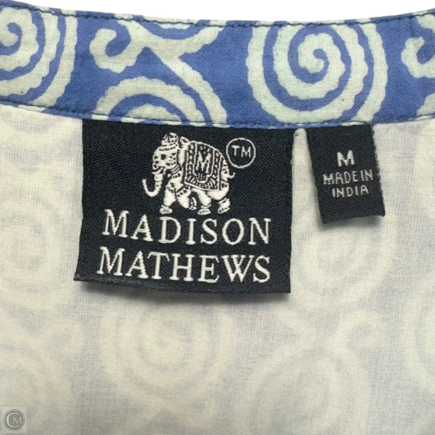 Dress Casual Short By Madison Mathew’s In Blue & White, Size: M