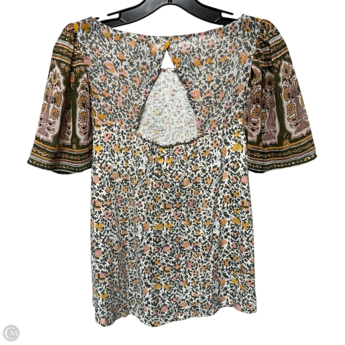 Top Short Sleeve By Lucky Brand In Floral Print, Size: M