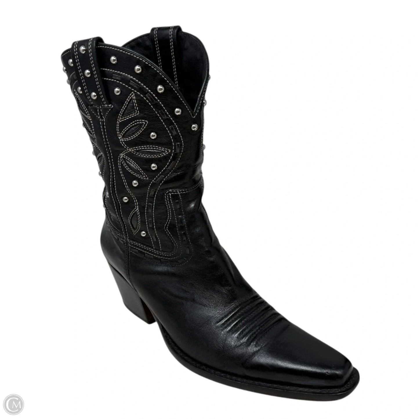 Studded Leather Western Short Boots By Cole-haan In Black, Size: 8.5