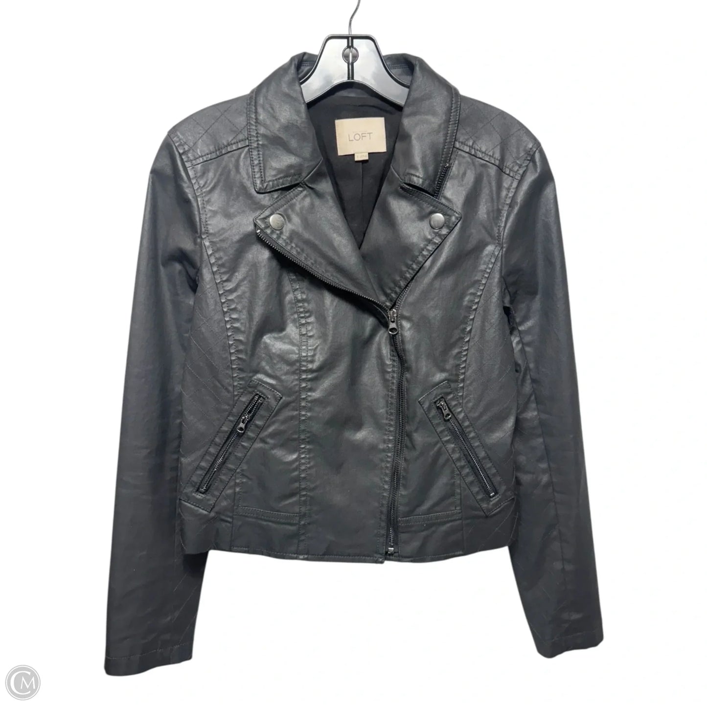 Coated Jacket Moto By Loft In Black, Size: S
