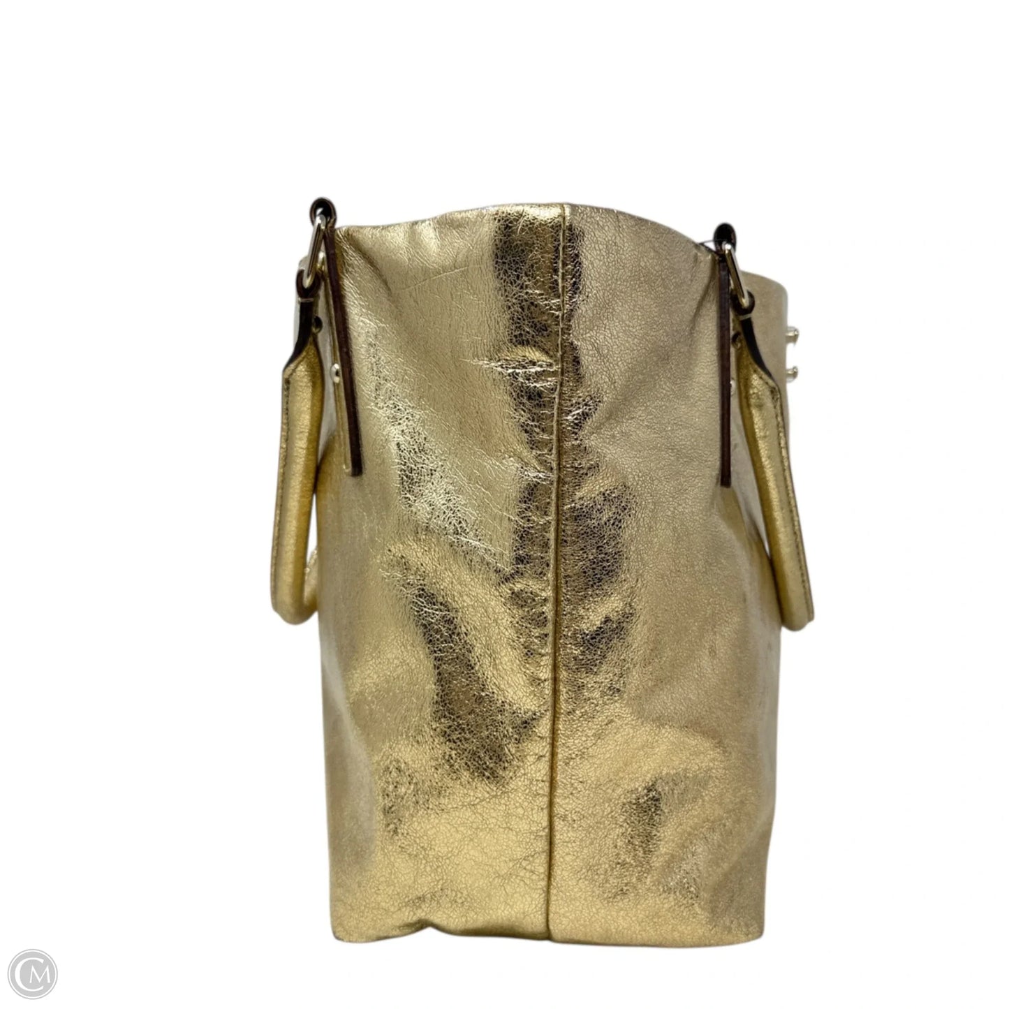 Metallic Gold Tote Designer By Kate Spade, Size: Medium