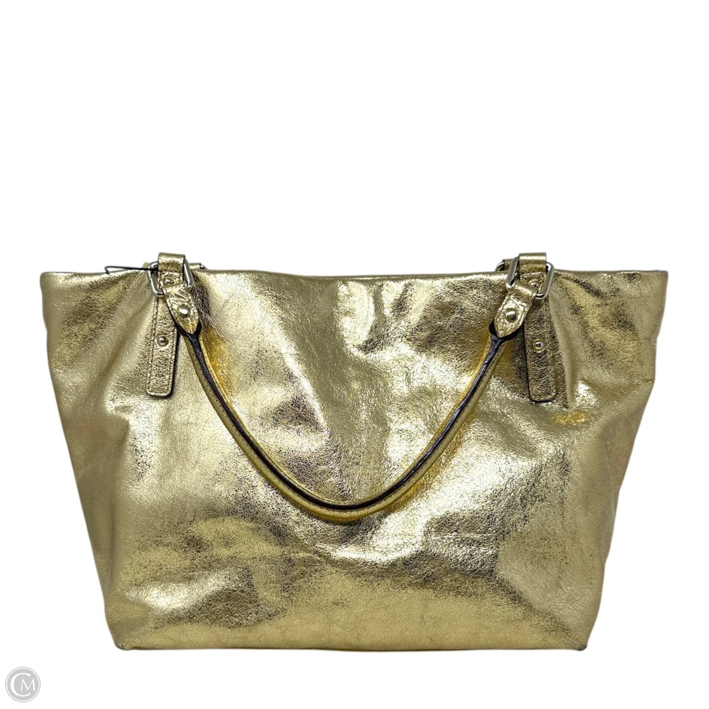 Metallic Gold Tote Designer By Kate Spade, Size: Medium