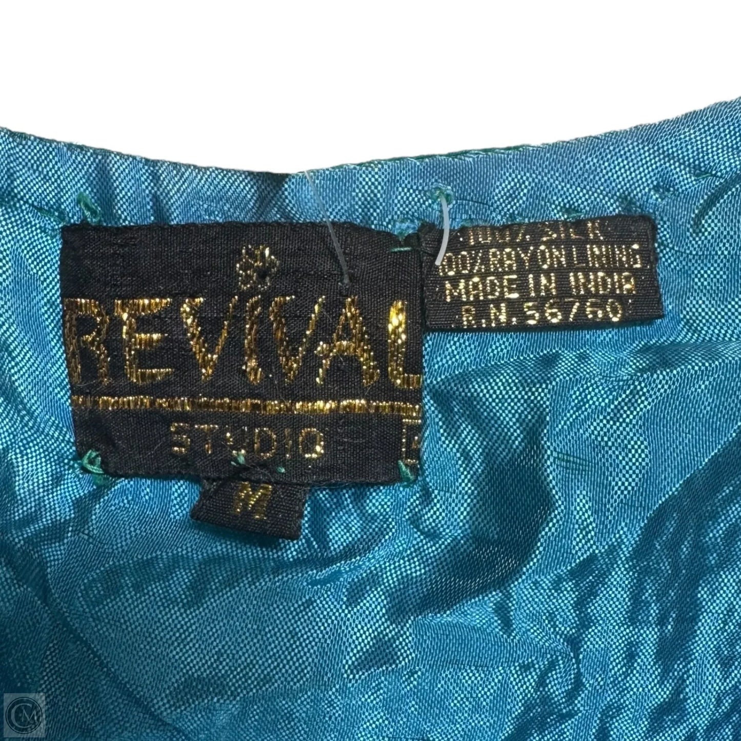 Vintage Silk Beaded & Sequined V Neck Midi Dress With Shoulder Pads By revival studio In Green, Size: M