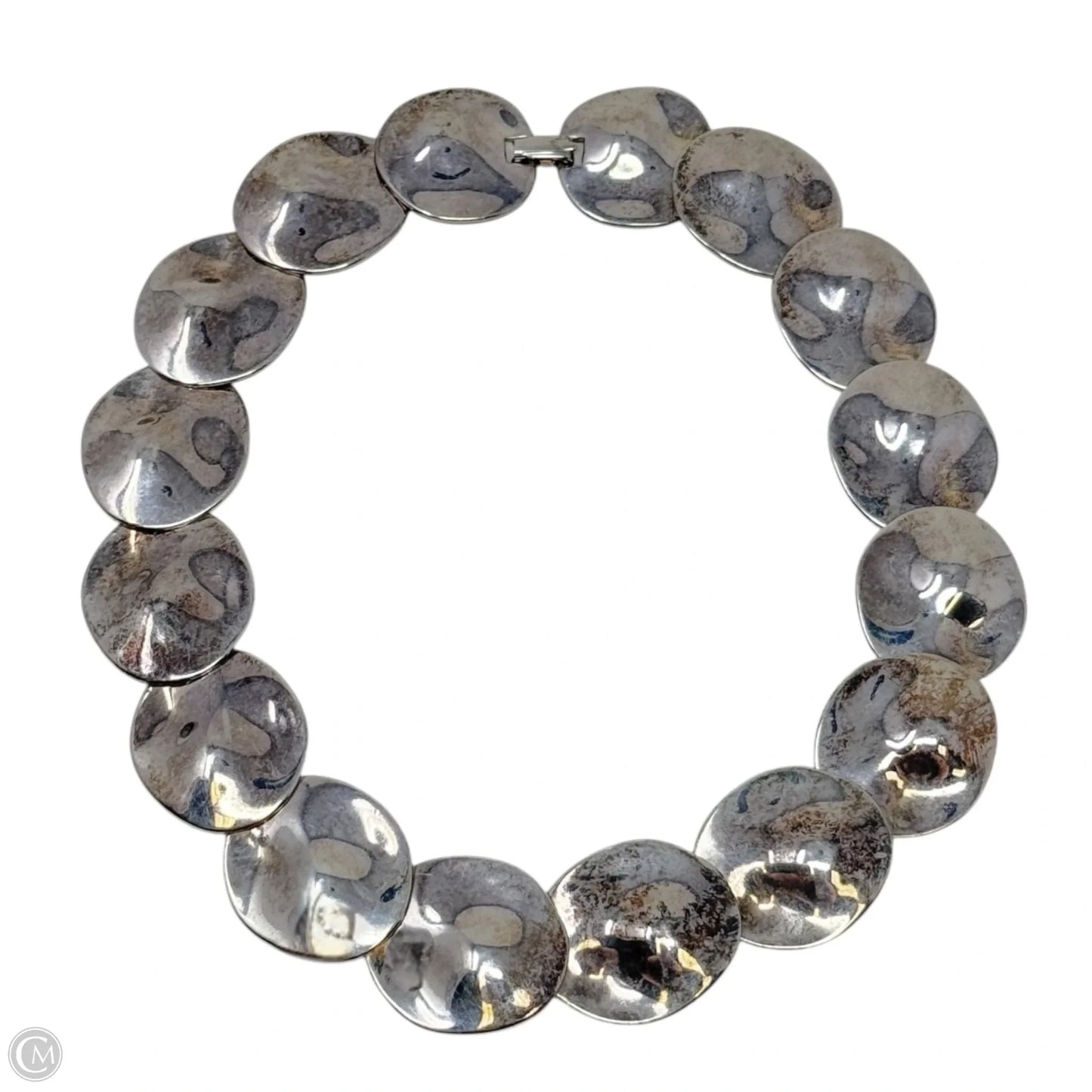 Modernist Silver Plated Disc Necklace