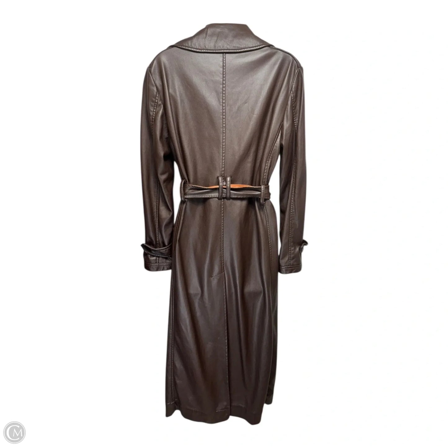 Vegan Leather Belted Trench Coat Designer By Derek Lam In Brown, Size: Xs