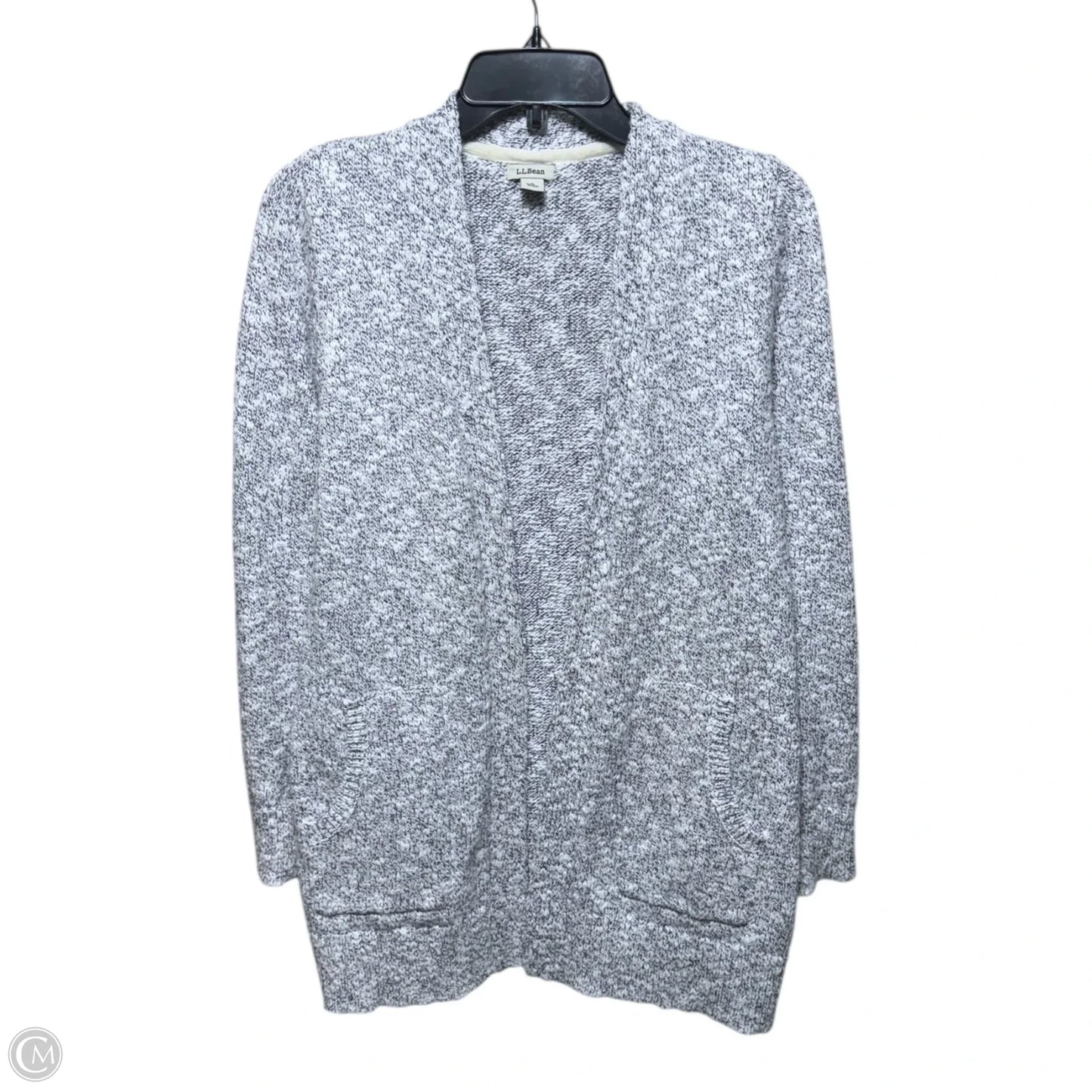 Sweater Cardigan By L.l. Bean In Grey & White, Size: S