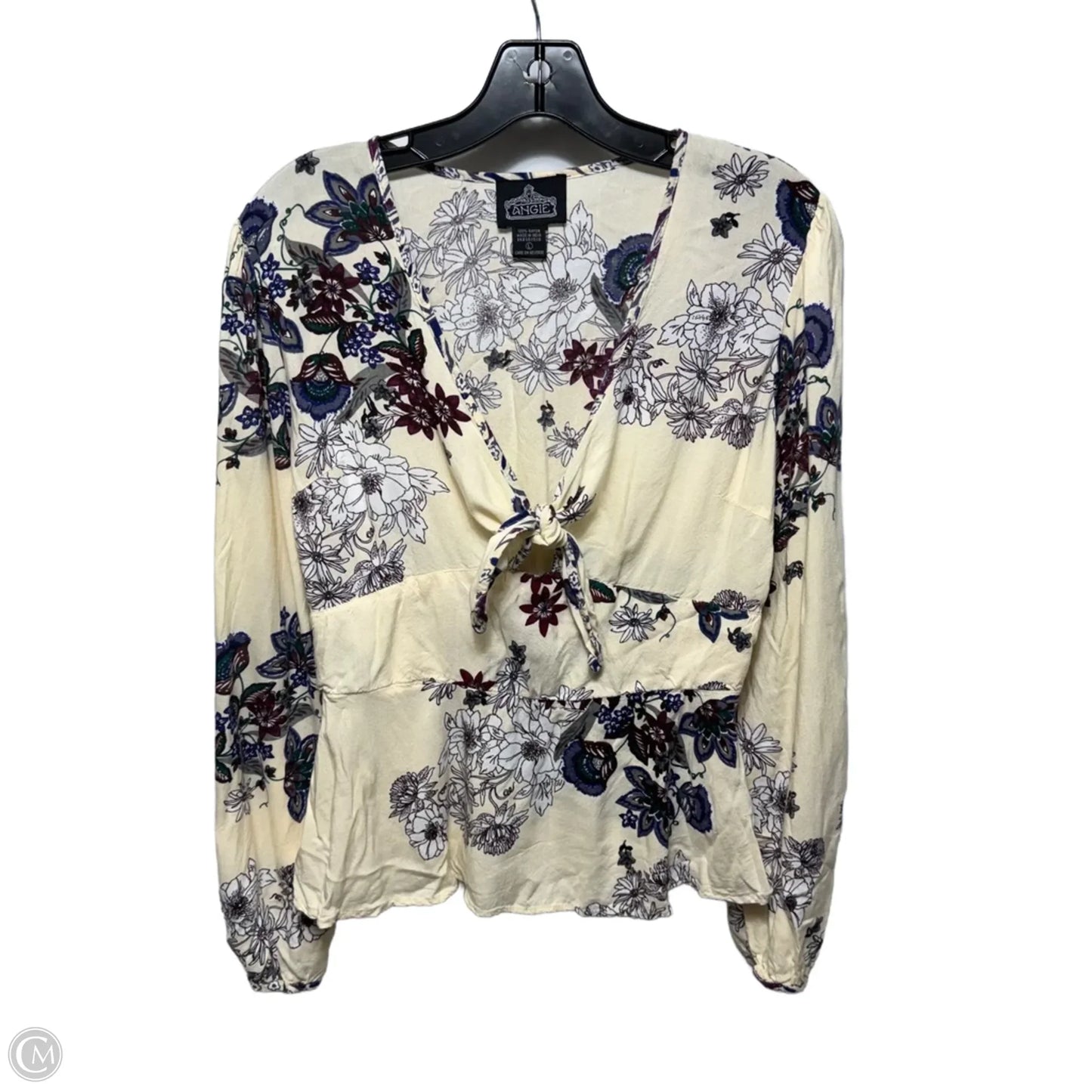 Top Long Sleeve By Angie In Floral Print, Size: L