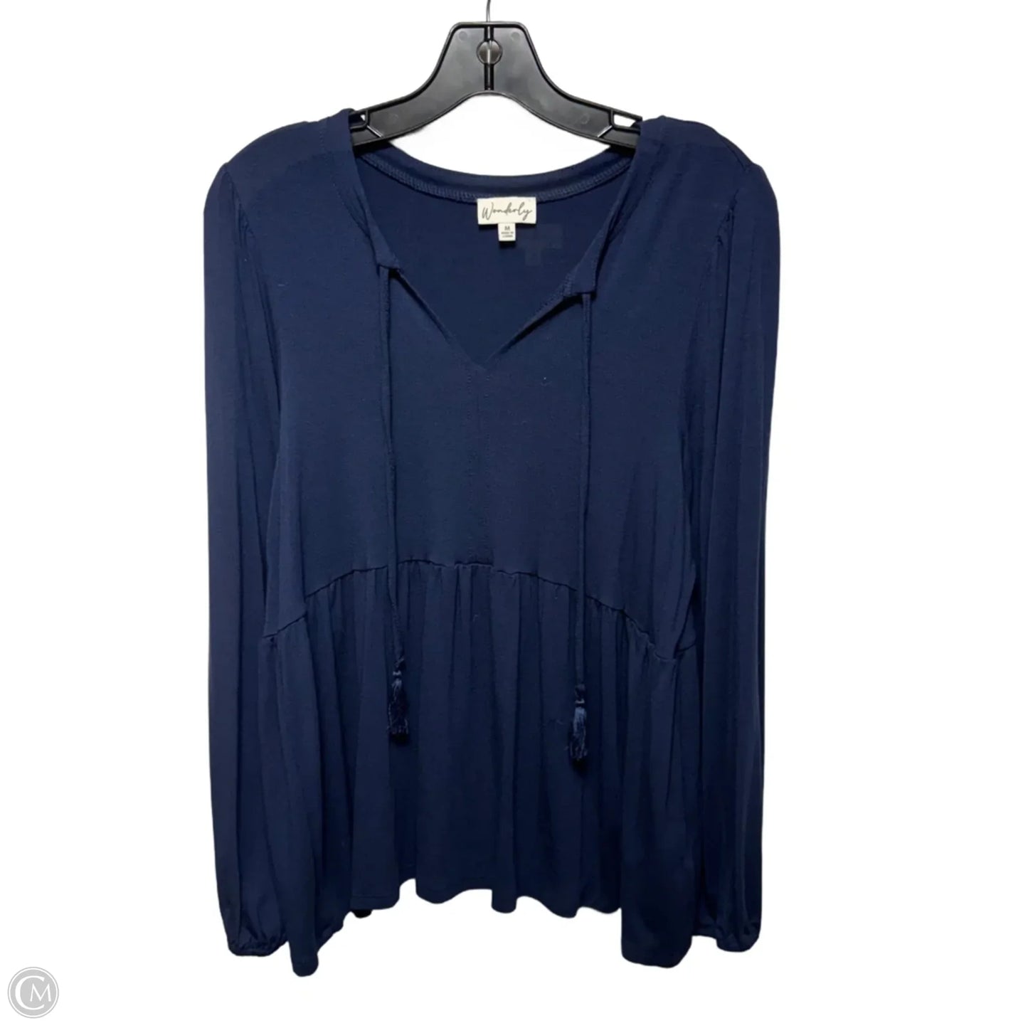Top Long Sleeve By Wonderly In Navy, Size: M