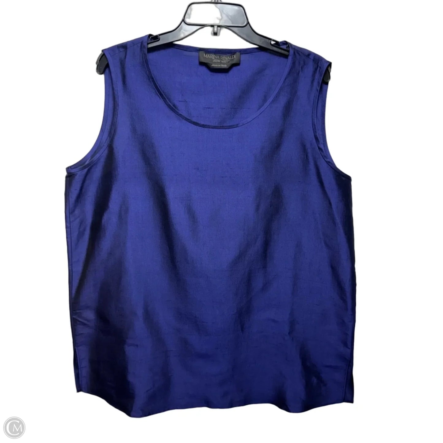 Silk Top Sleeveless By Marina Rinaldi In Blue, Size: 14