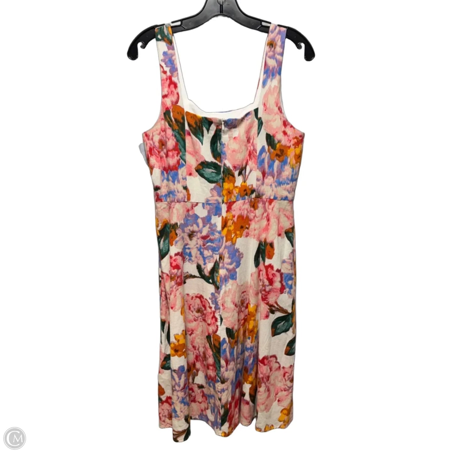 Linen Blend Dress Casual Short By London Times In Floral Print, Size: 10