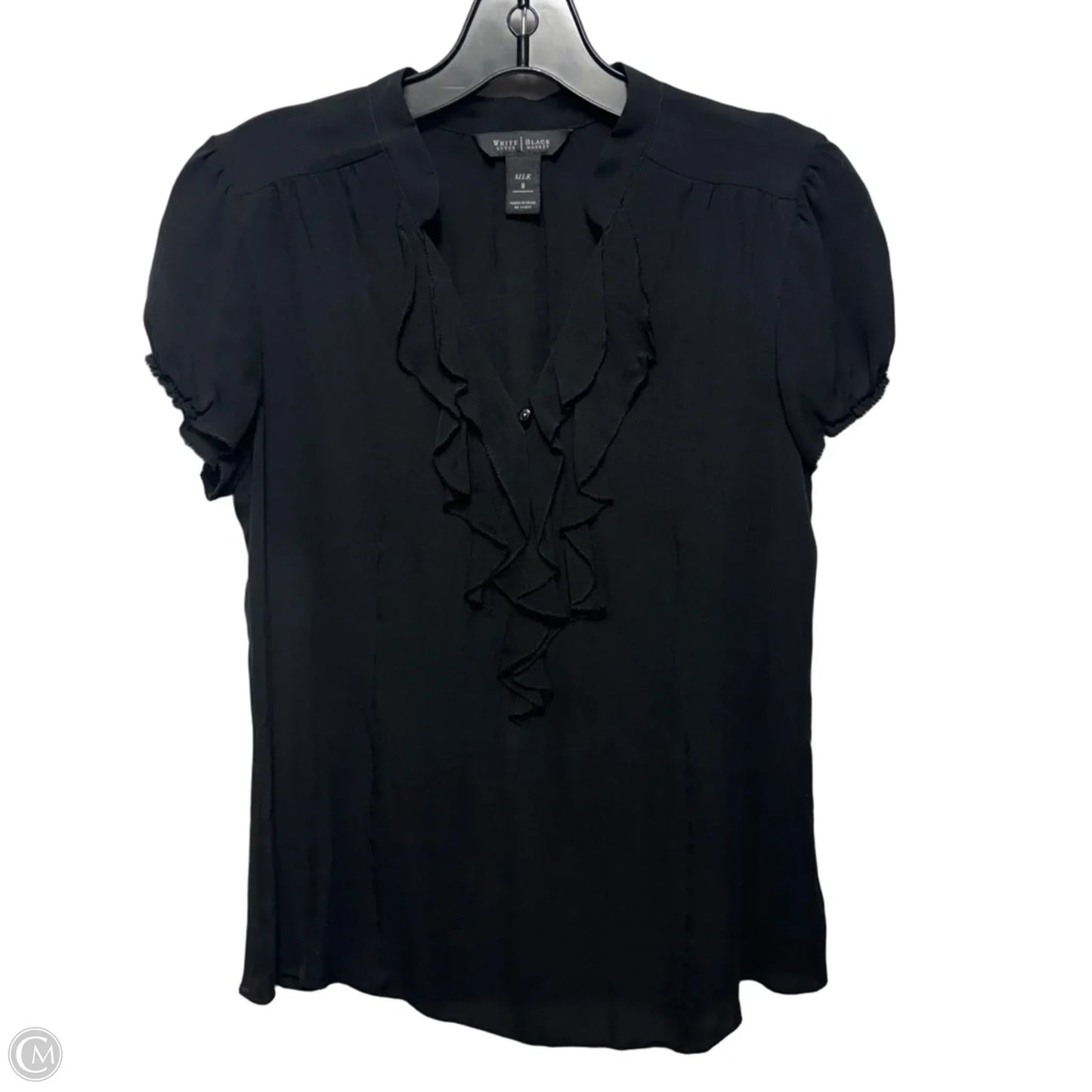 Silk Ruffle Top Sleeveless By White House Black Market In Black, Size: 8