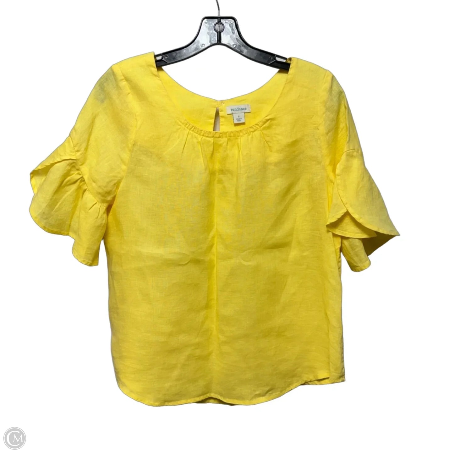 Linen Top Short Sleeve By Sundance In Yellow, Size: S