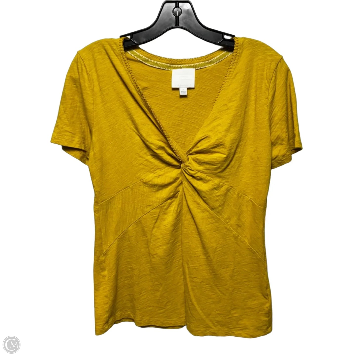 Twist-Front V-Neck Tee By Ett:Twa for Anthropologie In Yellow, Size: L