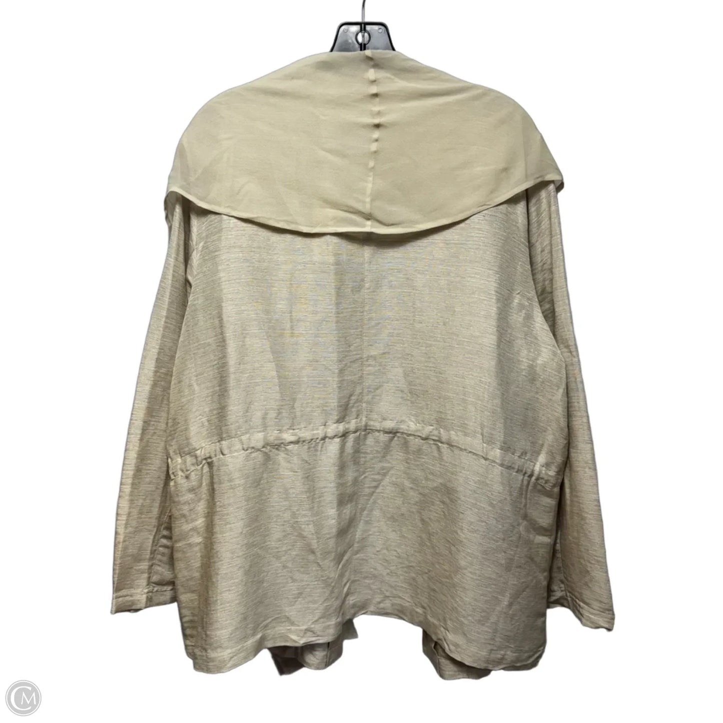 Sophie Silk & Linen Scarf Jacket By Chicos In Cream, Size: 16