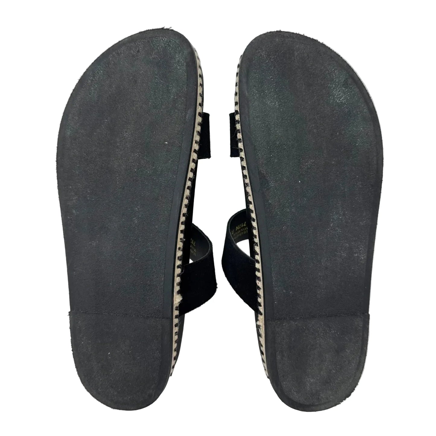 Suede Buckle Slide Sandals Flats By Mila Paoli In Black & Cream, Size: 7.5