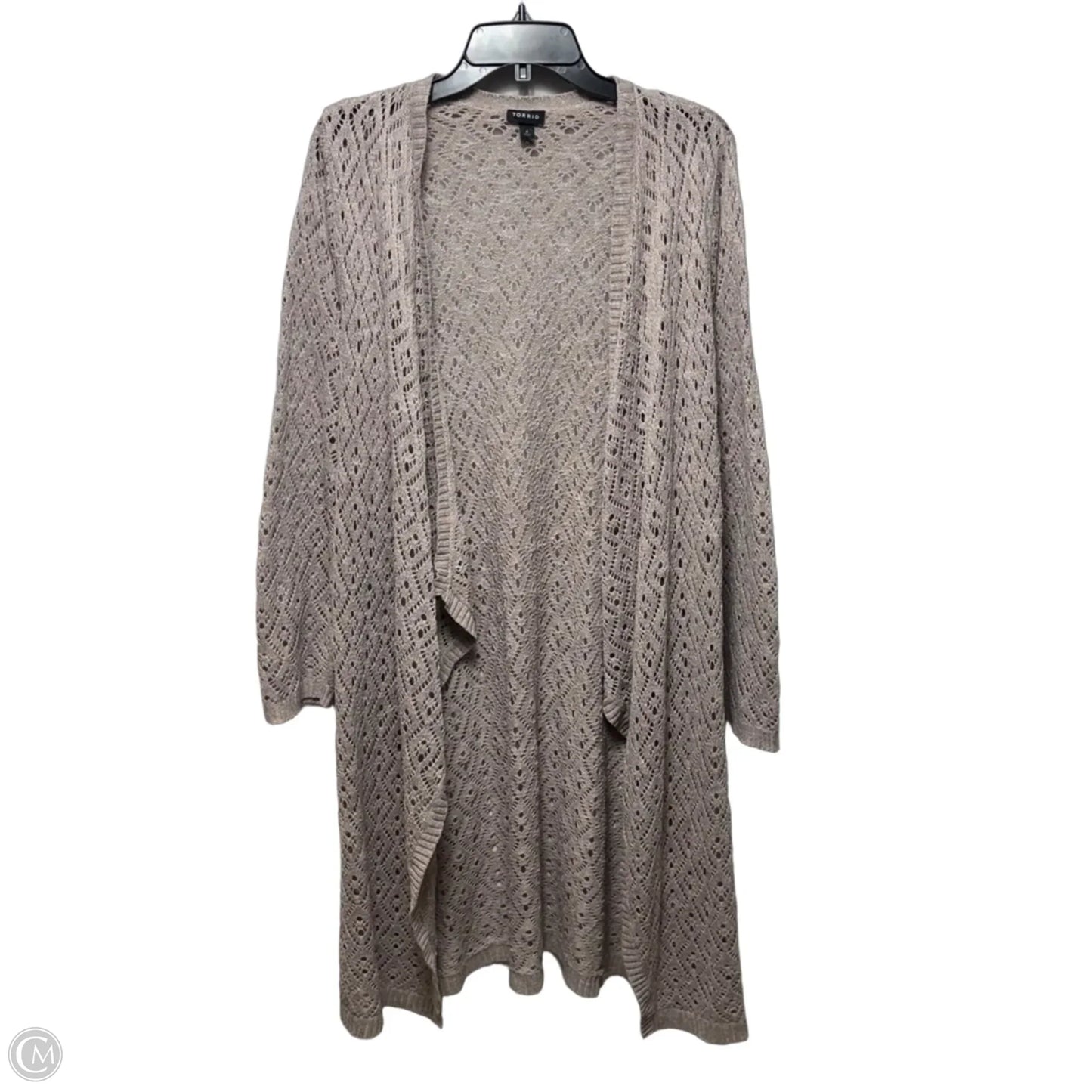 Open Knit Sweater Cardigan By Torrid In Taupe, Size: 4x