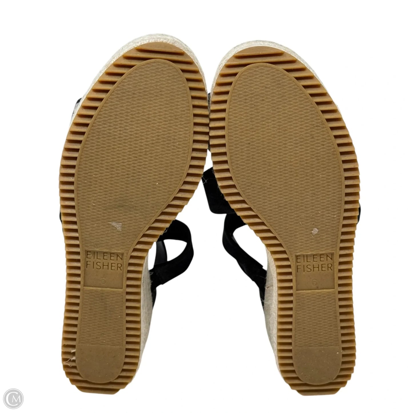 Wisp Tumbled Nubuck Espadrille Wedge Sandals By Eileen Fisher In Black, Size: 6
