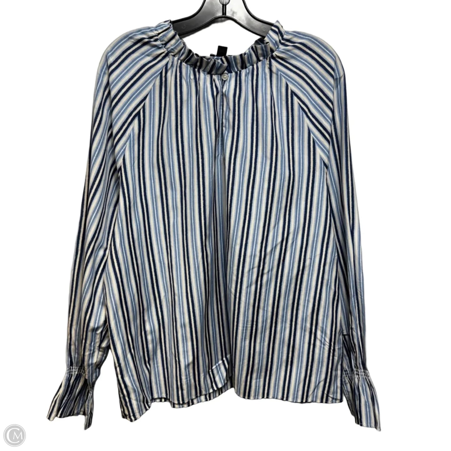 Keyhole Top Long Sleeve By Ann Taylor In Striped Pattern, Size: L
