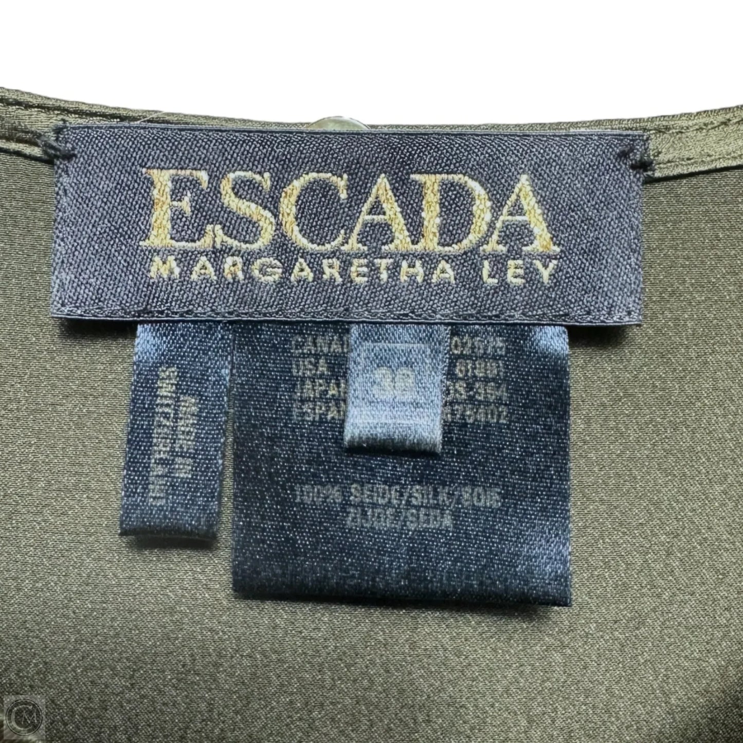 Silk Top Long Sleeve Designer By Escada By Margaretha Ley In Green, Size: 4