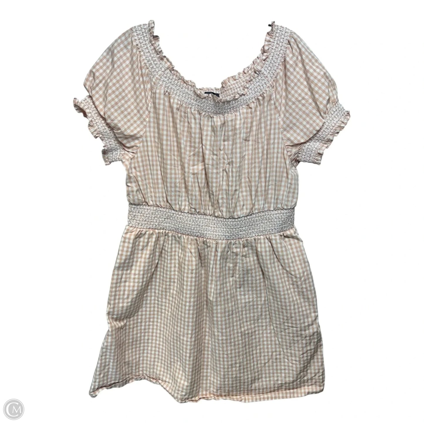 Smocked Puff Sleeve Cotton Poplin Dress By J. Crew In Gingham, Size: L