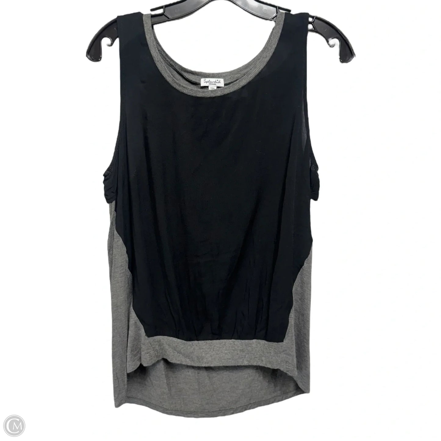 Top Sleeveless By Splendid In Black & Grey, Size: M