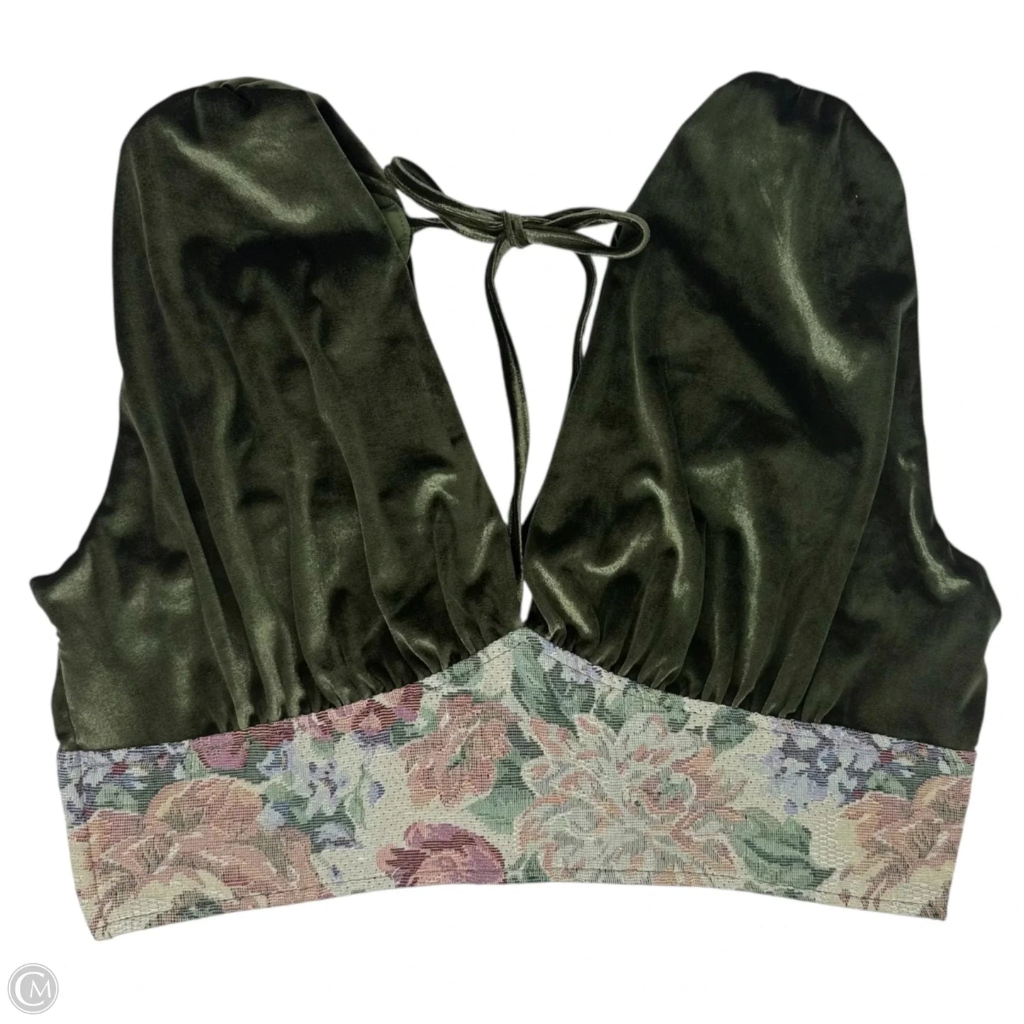 Velvet & Brocade Crop Top Sleeveless By Shein In Green, Size: L