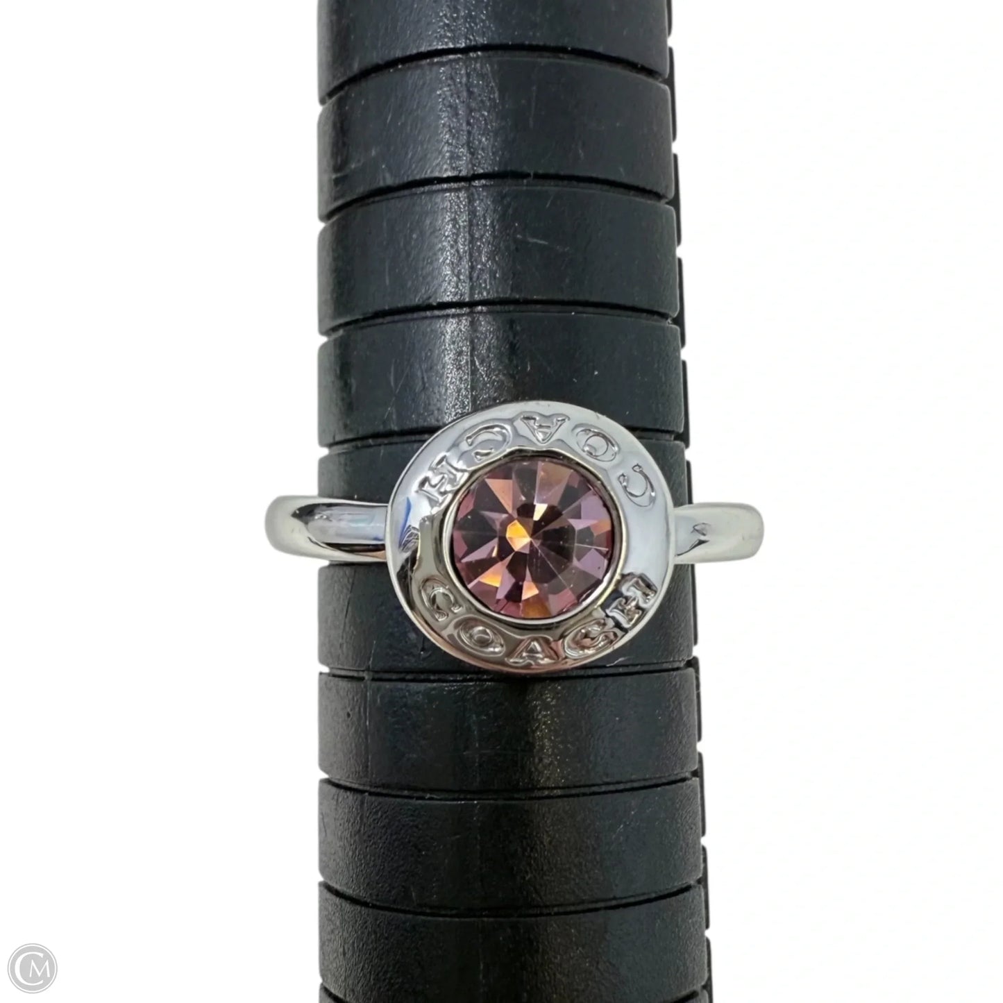 Signature Open Circle Stone Ring Designer By Coach, Size: 7.5