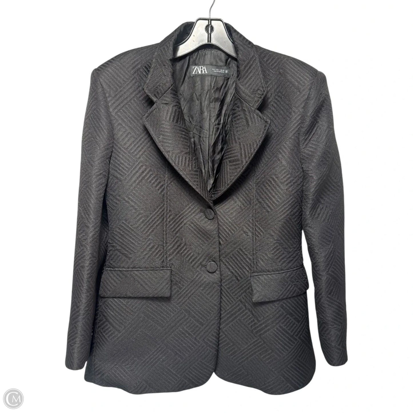 Textured Quilted Blazer By Zara In Black, Size: L